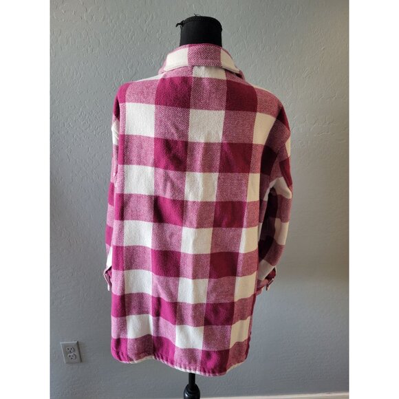 Member's Mark Button Front Plaid Shacket Size L Crimson Causal Fall/Winter - Picture 8 of 12